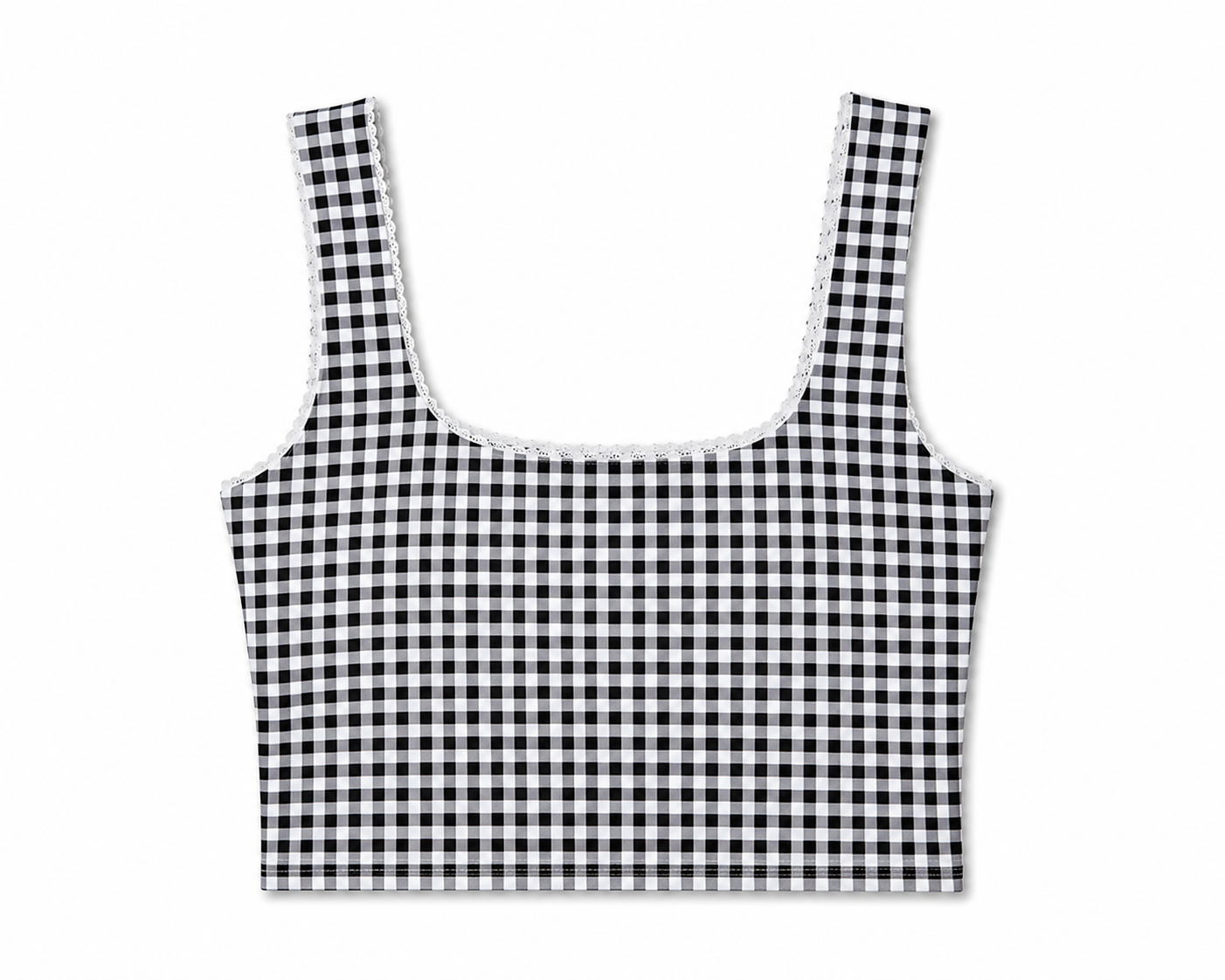 Rally Crop Tank - Black & White Gingham