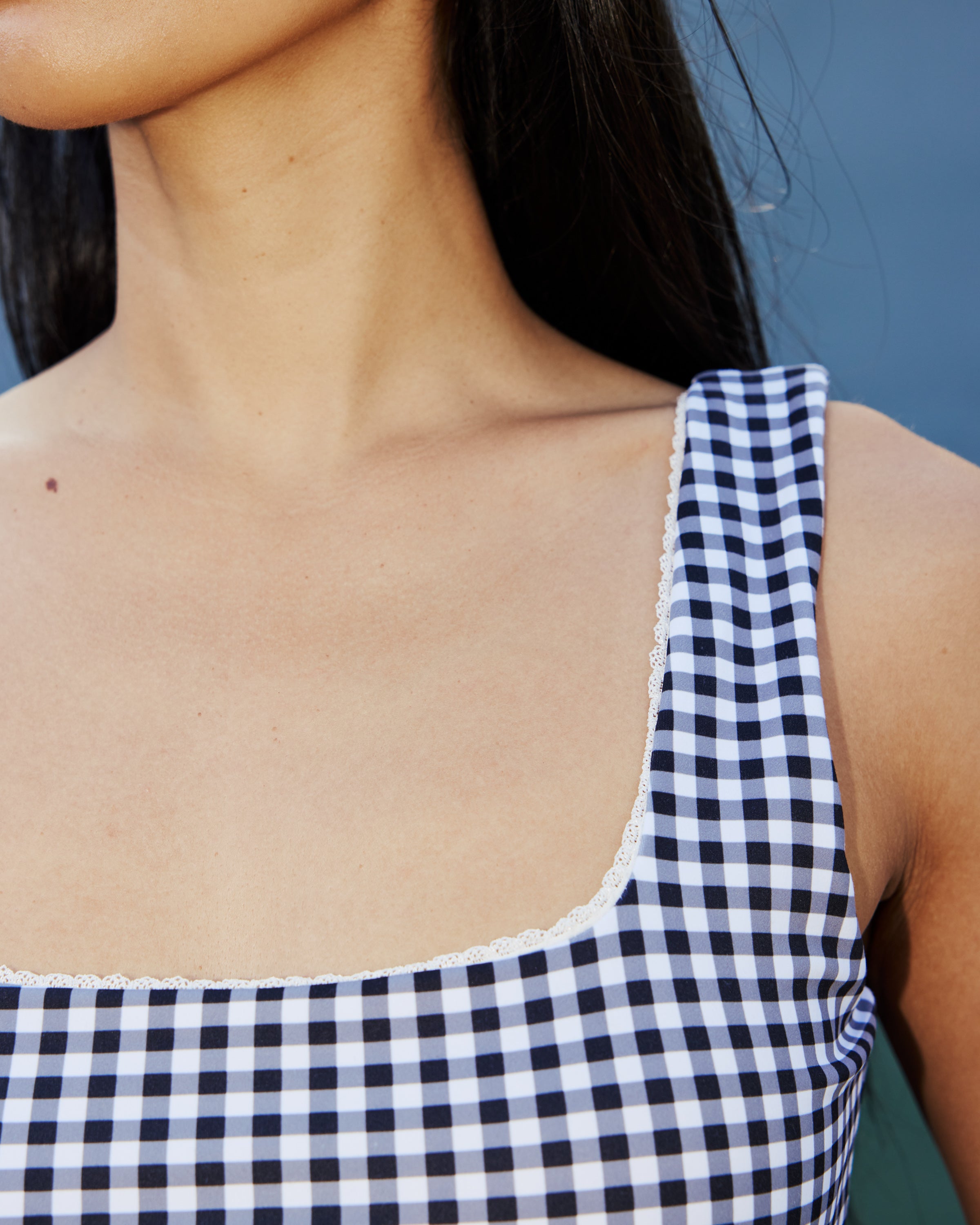 Rally Crop Tank - Black & White Gingham