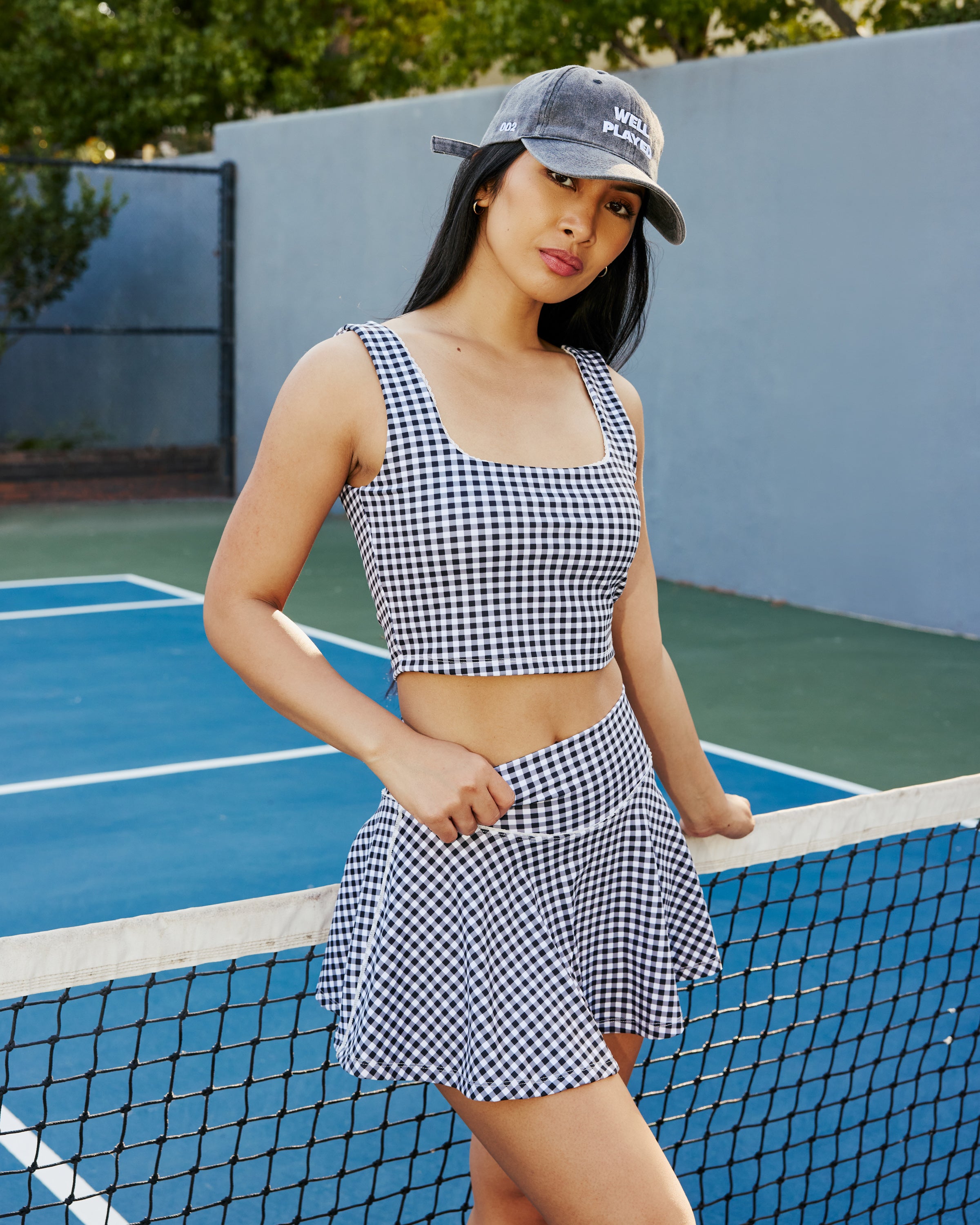 Rally Crop Tank - Black & White Gingham